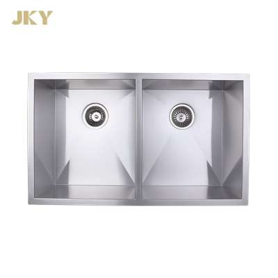 Handmade Silver Kitchen Undermount Stainless Steel Double Sink