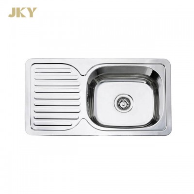 Single Brushed Supplier Built-in Double Drainboard Oval Kitchen Sink