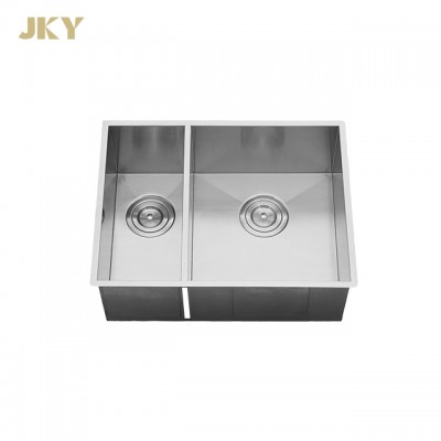 3070 Double Bowl Handmade Stainless Steel Brushed Satin Finish Kitchen Sink