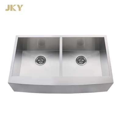 Zero Radius Large 50/50 Double Bowl Farmhouse Kitchen Apron Front Stainless Sink