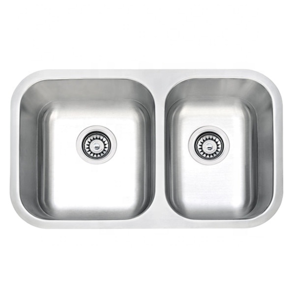 27 Inch Undermount Small Double Bowls Cleaning Brushed Stainless Steel Bathroom Sinks In Kitchen, SS-2717L